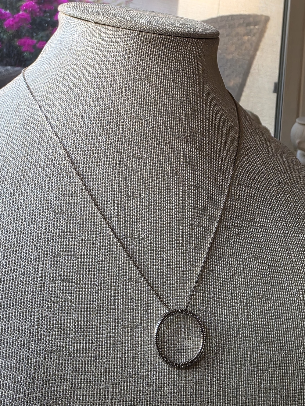 925 sterling silver pave eternity circle pendant 18" necklace - Picture 4 of 16